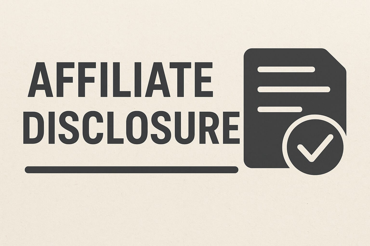 Affiliate Disclosure icon with document and checkmark symbol for transparency